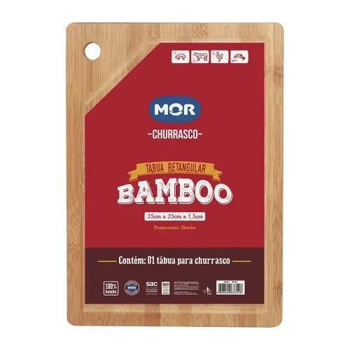 Tabla de cortar carne, 35 x 25 cm, madera maciza de bambú marrón