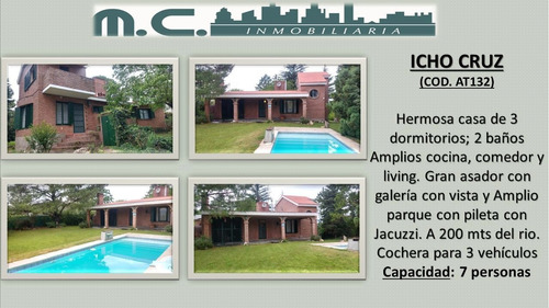 At132. Icho Cruz Gran Casa Con Pileta Y Jacuzzi (7 Pax) 