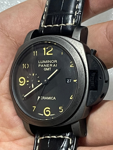 Reloj Panera.i Lumino.r 3 Days 1950 Gmt 44mm Automático Negr Negro Negro Negro (Usado)
