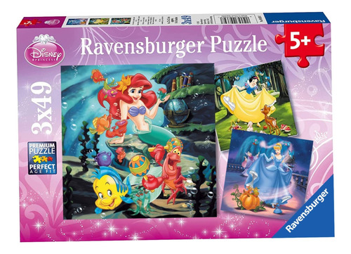 3 Rompecabezas Disney Princesas Ravensburger 49 Pz Ariel