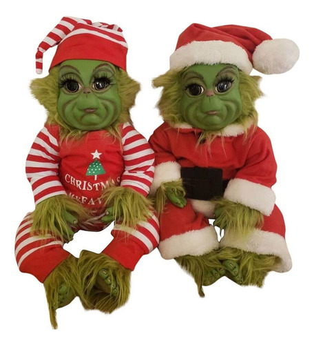 Muñeca Grinch, Lindo Peluche De Peluche Navideño+2pcs