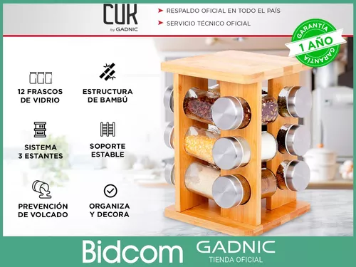 Especiero Madera de bambú x12 frascos - mzstore