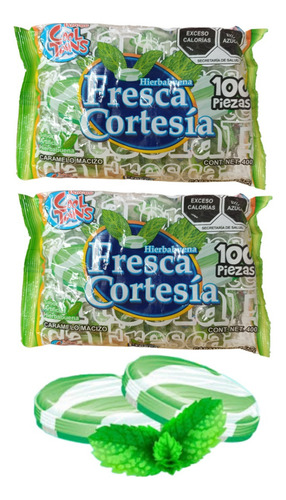 Caramelo Hierbabuena Macizo 2400pz Fresca Cortesía Cool Toon