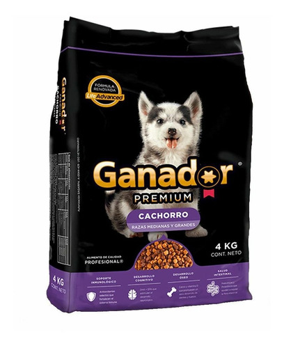 Imagen 1 de 1 de Alimento Ganador Premium para perro cachorro de raza  mediana y grande sabor mix en bolsa de 4kg