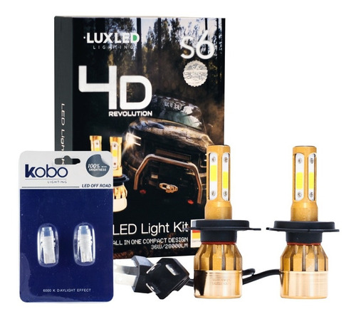 Kit Cree Led S6-4d 12v 28000 Lum 4 Caras Cob + 2t10 Gratis