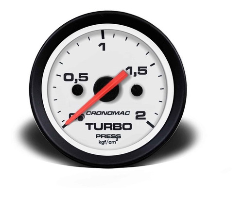 Manômetro Relógio Turbo 60mm Mecânico 2 Kg - Street Branco