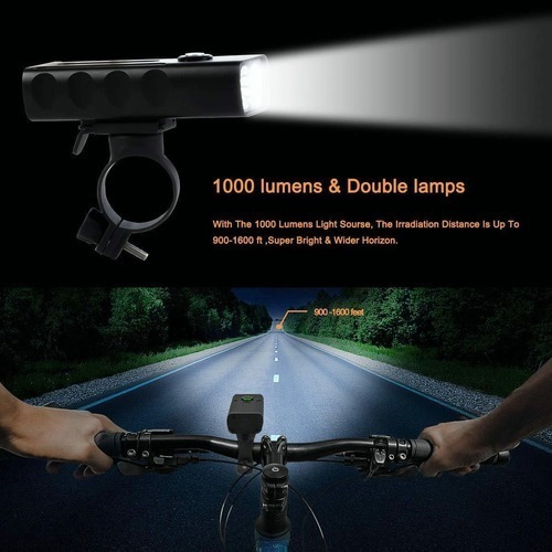 Lámpara Usb Recargable 1000 Lúmenes Impermeable Bicicleta