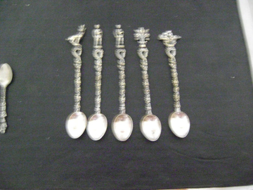 Juego De 5 Antiguas Cucharitas Largas Helado Metal Plateado