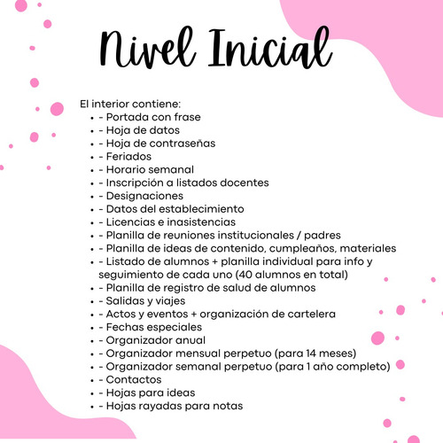 Agenda Docente Jardín- Nivel Inicial - Perpetua Manzanita Personalizada Minitu 0