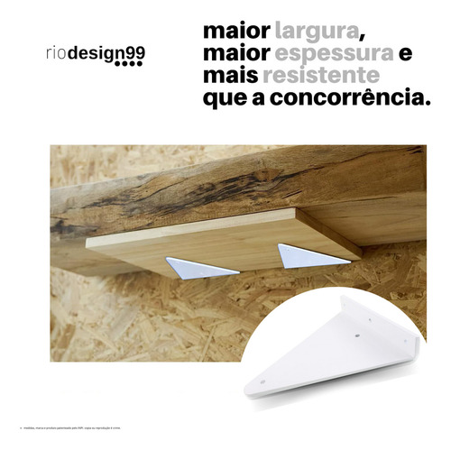 15cm - Mão Francesa Cantoneira Branca Reforçada - Rio Design99 - Ferro Aço Suporte Para Prateleira Resistente Industrial Prateleira Madeira Bancada Estante Triangular S28