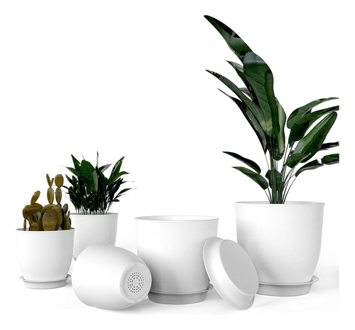 Ipower Plastic Planter Pots 5 Pcs Set 4.5-7.1 Pulgadas Plant