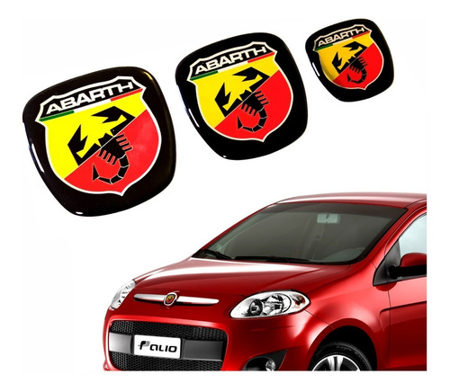 Kit 3 Adesivo Emblema Fiat Abarth Palio Resinado Res30