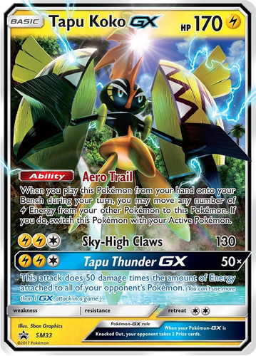 Cartas Pokemon Tapu Koko Gx Sm33 Promo S&m Smp