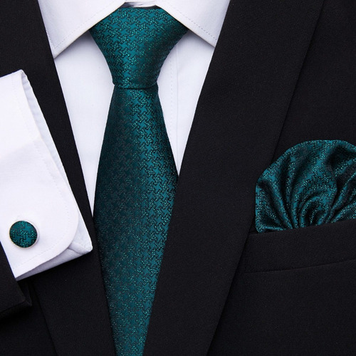 Corbatas Para Hombre Pañuelo Gemelos Pisacorbata De Color Verde