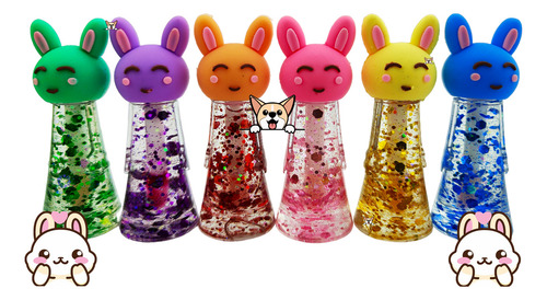 Brillo Labial Kawaii Conejo, 6 Pzas Duo, Lip Gloss + Regalo