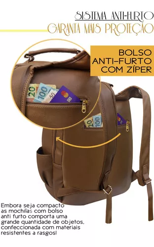 Mochila Bolsa Cavalera Moda Casual Feminina Passeio Antifurto