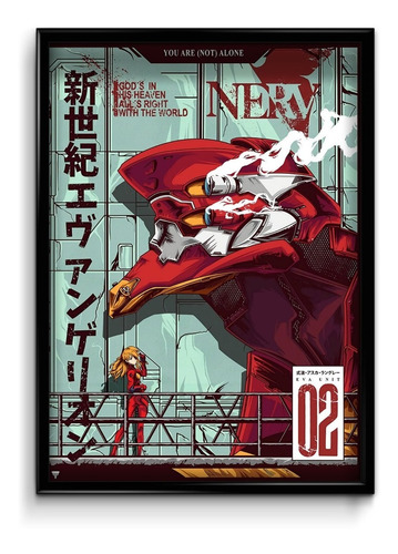 Cuadro Evangelion Eva 02 30 X 40 Marco + Lámina + Vidrio