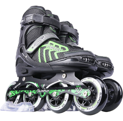 Patines Lineales Ajustables Alta Velocidad Tallas Variadas L / 37-38-39 Verde