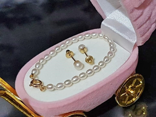 Imagem 6 de 6 de Pedras - Conjuntinho Infantil, Pérolas E Ouro, Cód18ct434