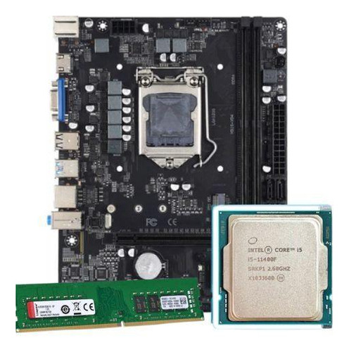 Kit Intel I5 11400f + 8 Gb Ddr4 + Cooler + Video 1gb