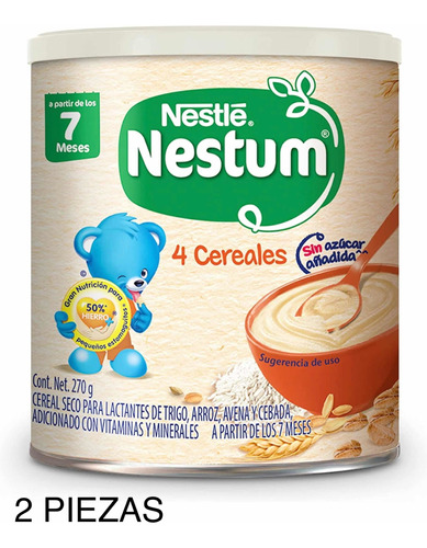 Cereal Infantil Nestum 4 Cereales Lata 270 Gr 2 Piezas