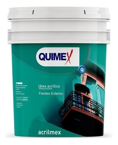 Latex Acrilico Exterior Acrilmex 10 Litros Quimex Pinturas Acabado Mate Color Gris