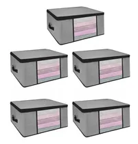 Comprar Kit 5 Organizador Multiuso Tnt Anti-mofo Proteção Umidade Para Edredons Cobertores Toalhas Lençois Roupas De Cama Com Ziper Dobrável Cinza M 45x45x20