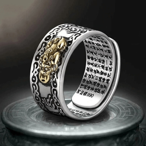 Imagem 9 de 9 de Anel Feng Shui Pixiu Do Sucesso Sorte Riqueza Amor 2 Unid