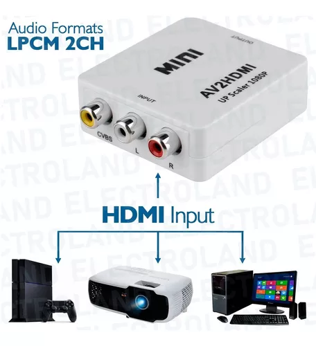 Convertidor RCA a HDMI, Adaptador 1080P AV a HDMI Chile