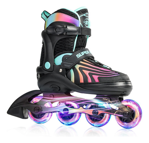 Patines En Línea Ajustables Con Luz Para Niñas Y Adolescente Talla De Los Patines 0 Mm Neón