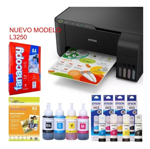 Impresora Epson Ecotank L3250 con Tintas + Paquete de 500 Hojas