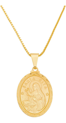 Tudo Jóias Unissex Medalla De Santa Rita Chapada En Oro De 1