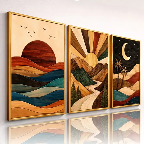 Quadro Decorativo Paisagens Abstratas Coloridas Sala Hall .