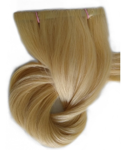 Imagem 3 de 9 de Cabelo Humano Loiro Claro Fita Adesiva 50g 70cm Mega Hair