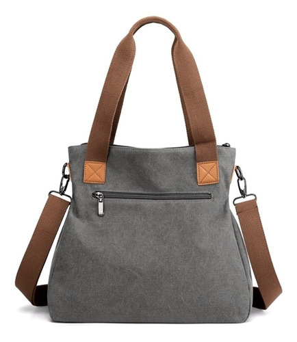 Bolsa Tiracolo Feminina Lona De Algodão E Couro