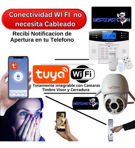 Kit Alarma Casa Negocio Inalambrica Wifi Audio + Camara Wifi Blanco