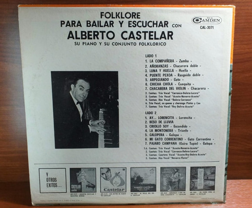 Vinilo Alberto Castelar Folklore Para Bailar Y Escuchar Rca (Usado)