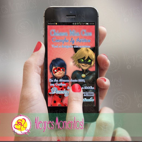 Invitaciones Digital Temática Ladybug Para Whatsapp