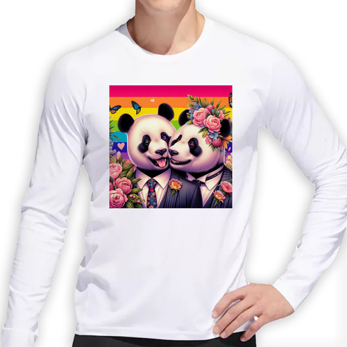 Remera Hombre Ml Oso Panda Gay Orgullo Lgbt Flores Amor