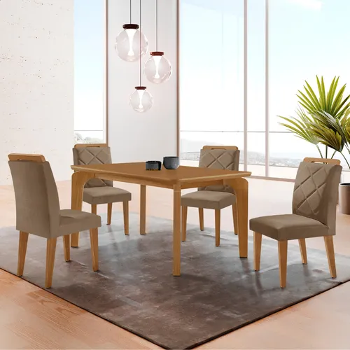 comprar Mesa Liz 120 Mdf Canto Copo E Com 4 Cadeiras Melissa