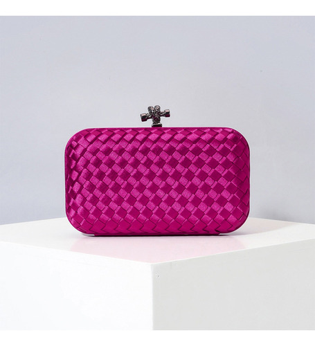 Bolsa De Festa Clutch Acabamento Com Trança  Casamento Cor Rosa-chiclete