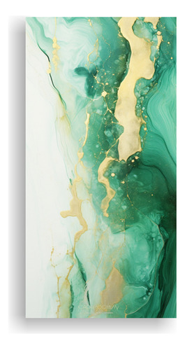 25x50cm Cuadro Decorativo Emerald Green White And Gold Spark