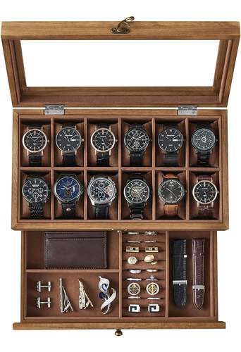 Songmics Caja Para Relojes De 12 Ranuras, Vitrina Para Re...
