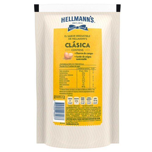 Imagen 2 de 2 de Mayonesa Hellmann's Clásica en doypack 950 g