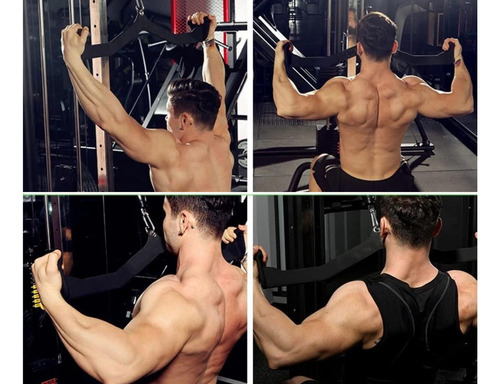 Set 7 Agarres Gimnasio Poleas Barras Bíceps Tríceps