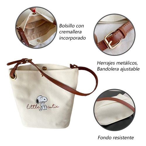 Sjx Bolsos De Moda Bolso Mano Snoopy Lona Bandolera Mujer