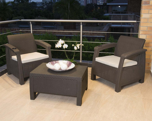 Set 3 Muebles P Exterior Tipo Rattan Terraza Patio Jardín