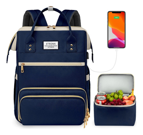 Etronik Mochila De Almuerzo Para Hombres, Mochila Para Lapto