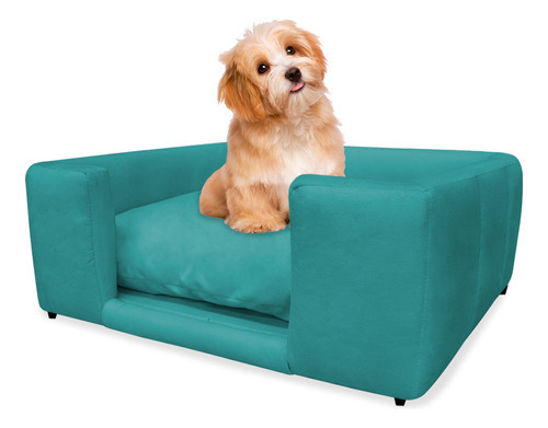 Caminha Cão Cama Pet Lili Almofada Lavável Suede Cores Cor Azul Tiffany