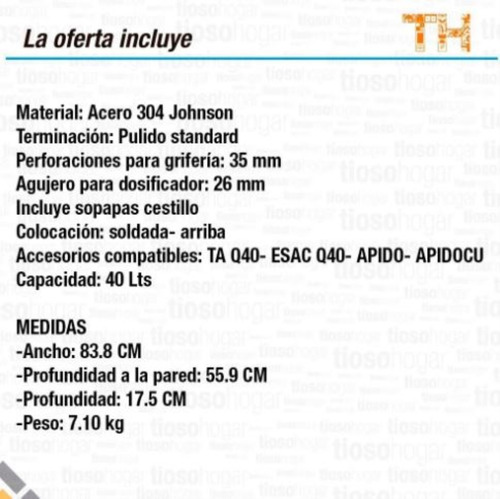 Imagen 4 de 10 de Bacha Quadra Pileta Q084a Acero 304 Pulida Inox